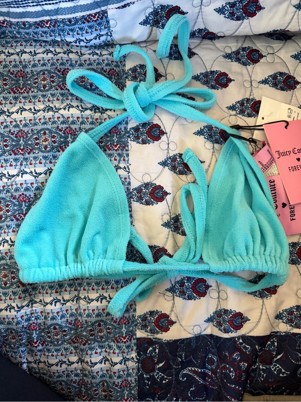 Juicy Couture Terry Aqua Triangle Bikini Top